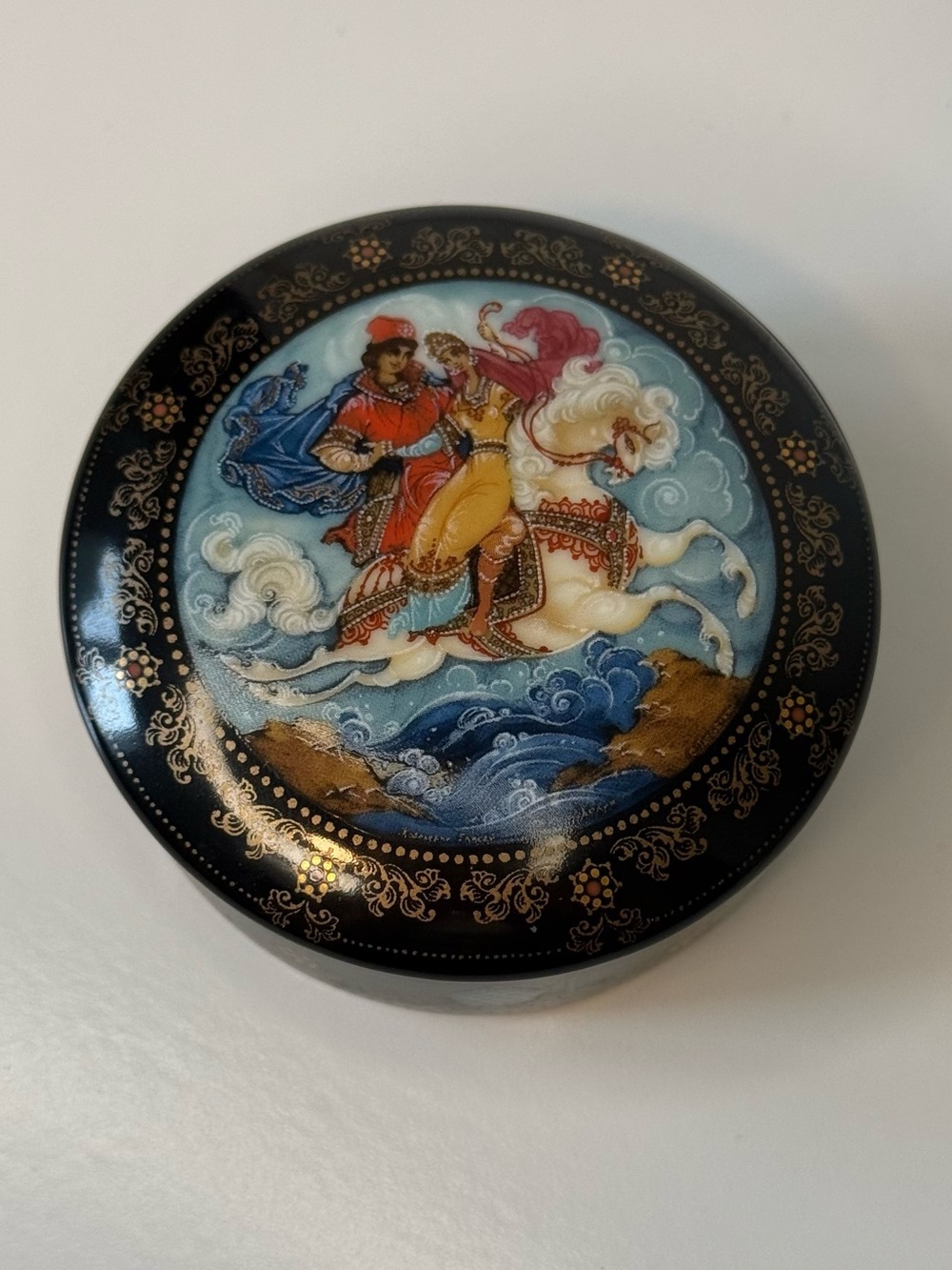 Vintage Musical Jewelry Box Tsarevna & Elisey Holuy Miniature 1990